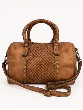 VTG COSTANZA ROTA Italian Leather Woven Satchel Shoulder Crossbody Tote  Bag